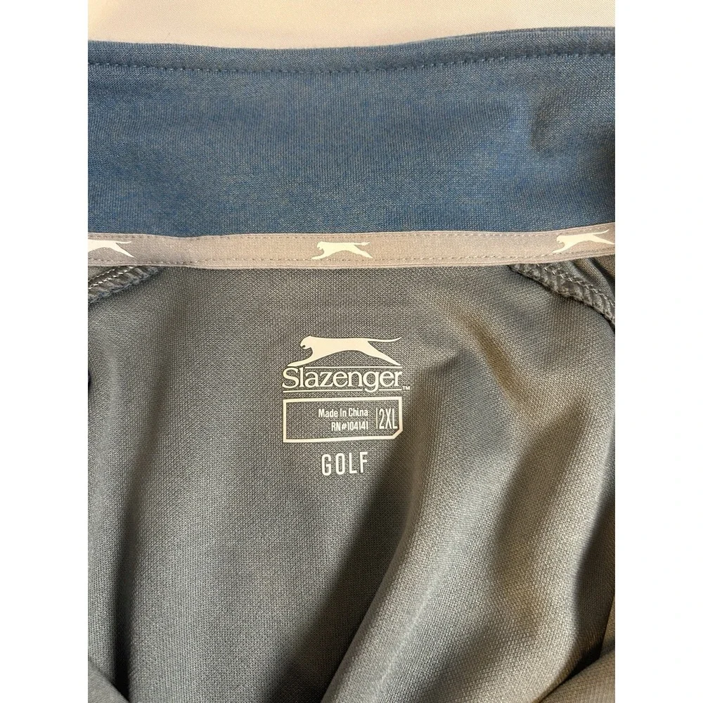 Slazenger Men Pullover Shirt 2XL Blue Longsleeve Golf Performance 1/4 Zip Active